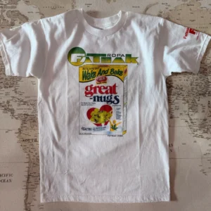 White T-shirt with cereal-style graphic